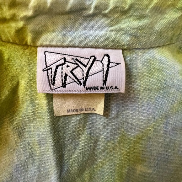 Vintage Try 1 made in the USA 100% cotton button up shirt 80s throwback - Picture 3 of 4